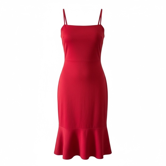 Eloquii Plus Size Red Spaghetti Strap Dress - Picture 1 of 8